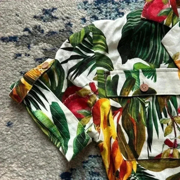 House of Harlow 1960 tropical bird and flower linen cargo dress XS NWOT - Picture 6 of 7